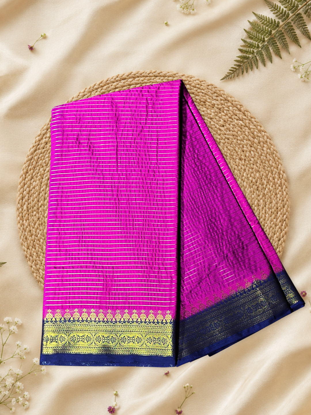 Classic Mysore Semi Silk Saree | Rani Pink