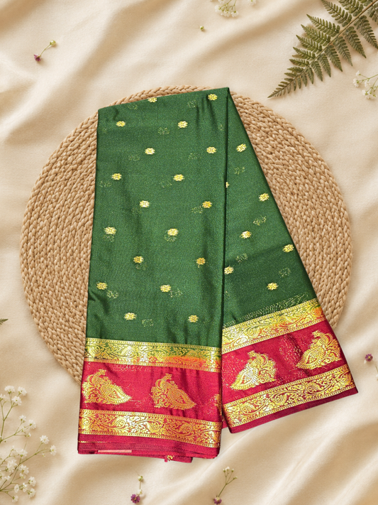 Classic Mysore Semi Silk Saree | Bottle Green