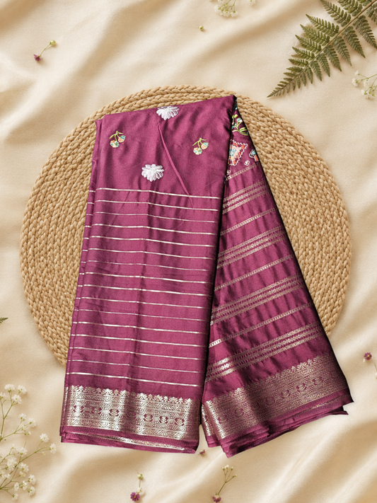 Classic Mysore Semi Silk Saree | Old Rose