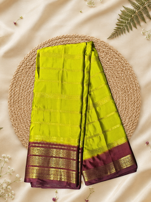 Classic Mysore Semi Silk Saree | Parrot Green