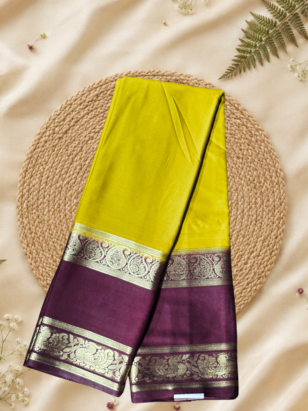 Indeloom's Yellow Classic Mysore Semi Silk Saree