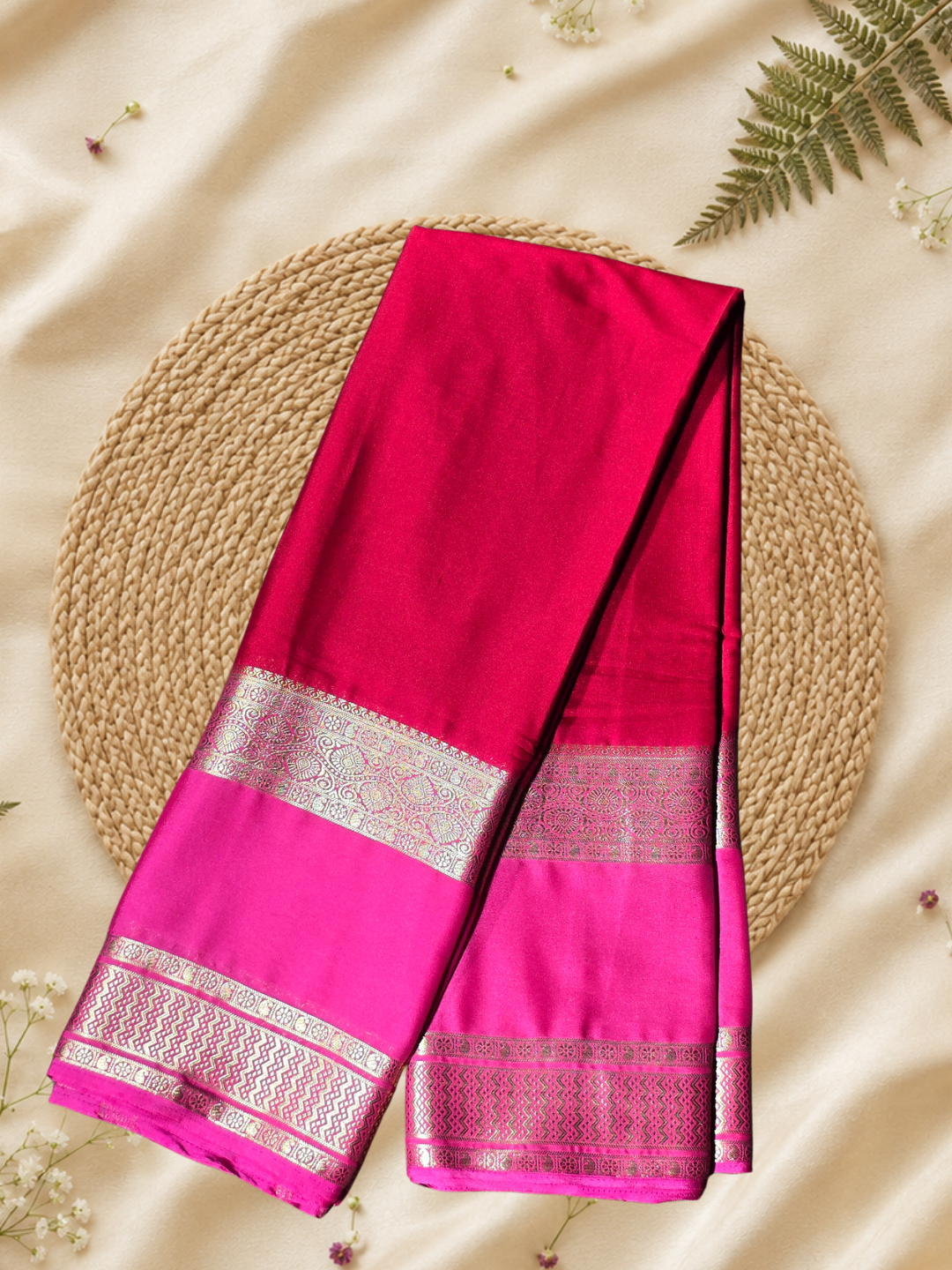 Indeloom's Pink Classic Mysore Semi Silk Saree
