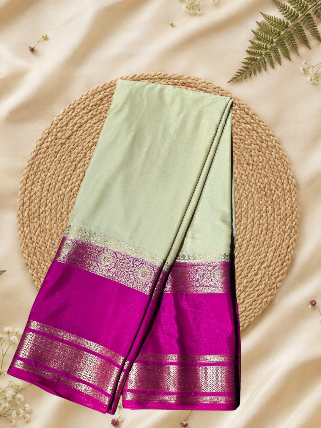 Indeloom's Green Classic Mysore Semi Silk Saree