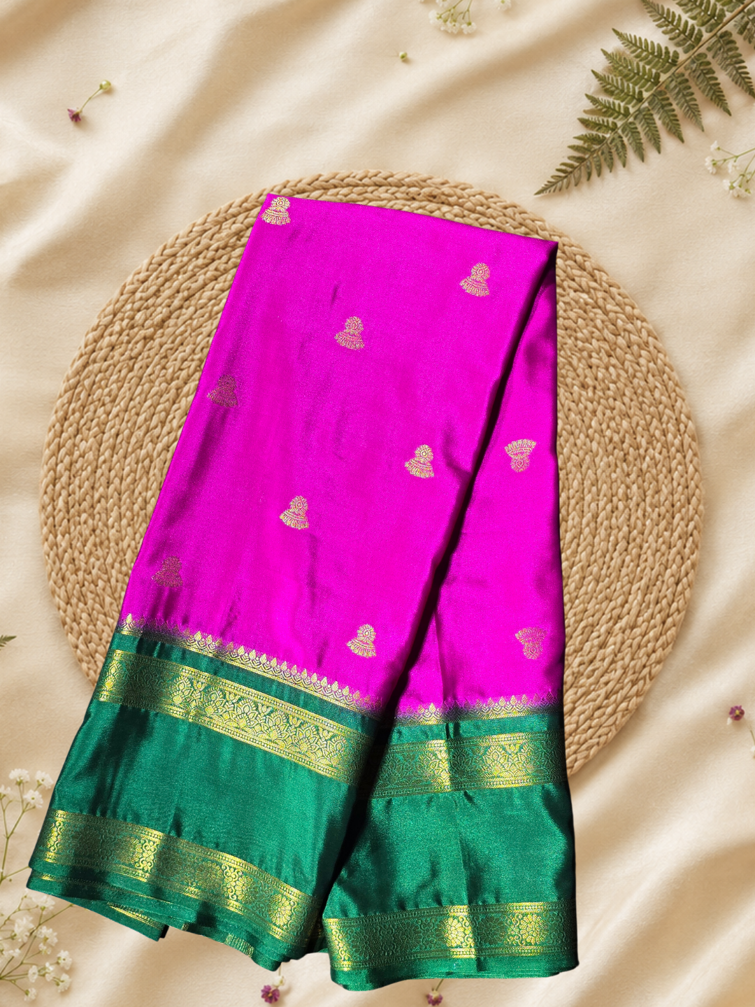 Indeloom's Pink Classic Mysore Semi Silk Saree