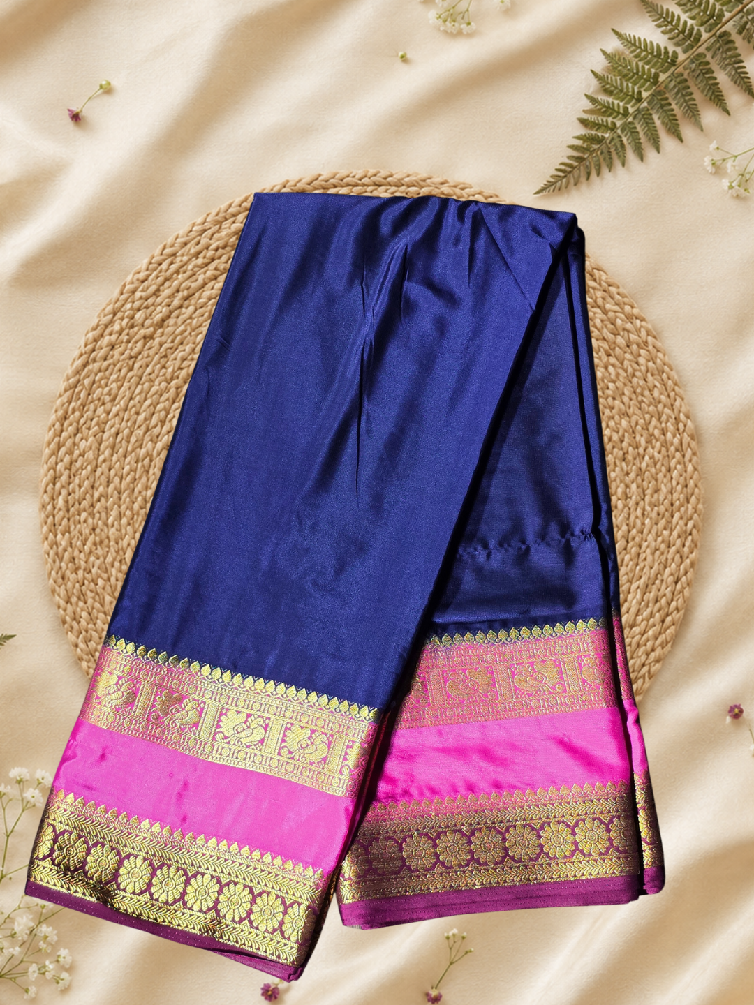 Indeloom's Blue Classic Mysore Semi Silk Saree