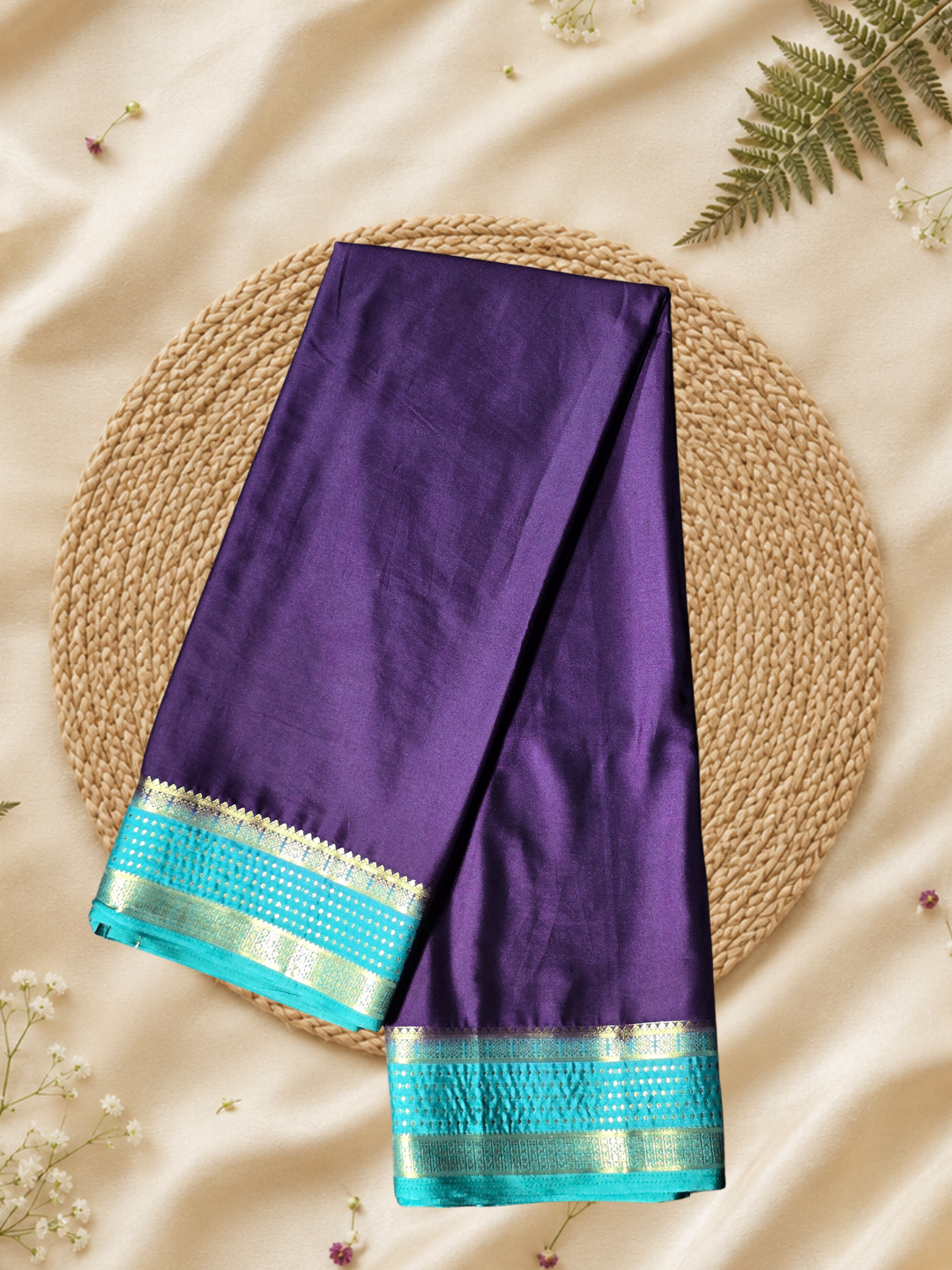 Indeloom's Plum Classic Mysore Semi Silk Saree