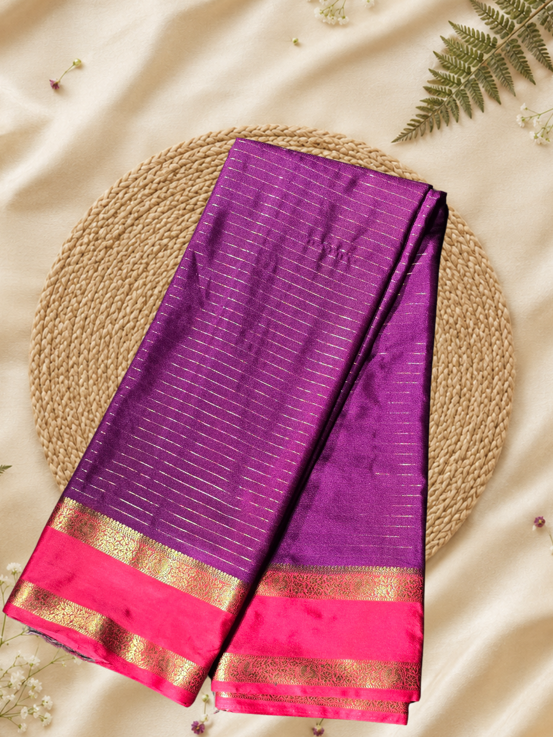 Indeloom's Purple Classic Mysore Semi Silk Saree