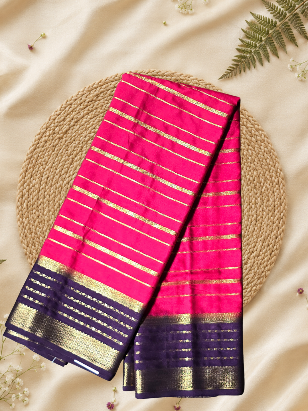 Indeloom's Pink Classic Mysore Semi Silk Saree
