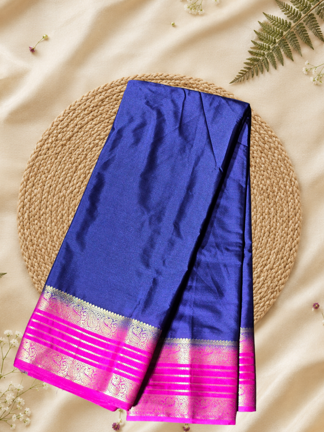 Indeloom's Blue Classic Mysore Semi Silk Saree
