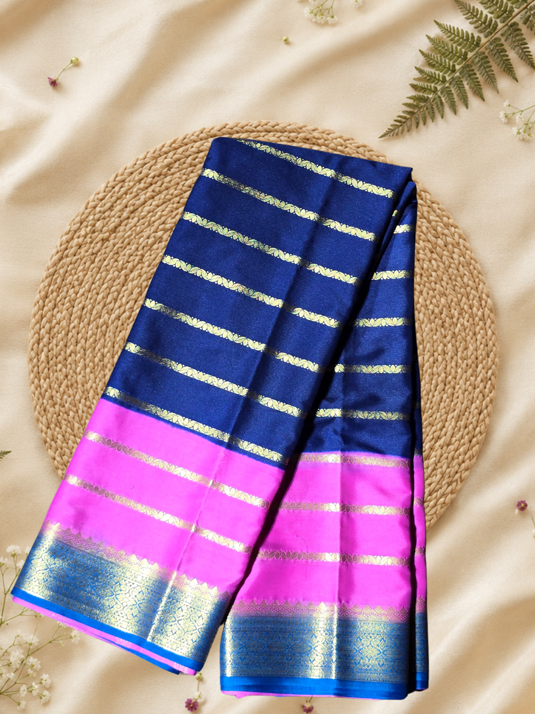 Indeloom's Blue Classic Mysore Semi Silk Saree