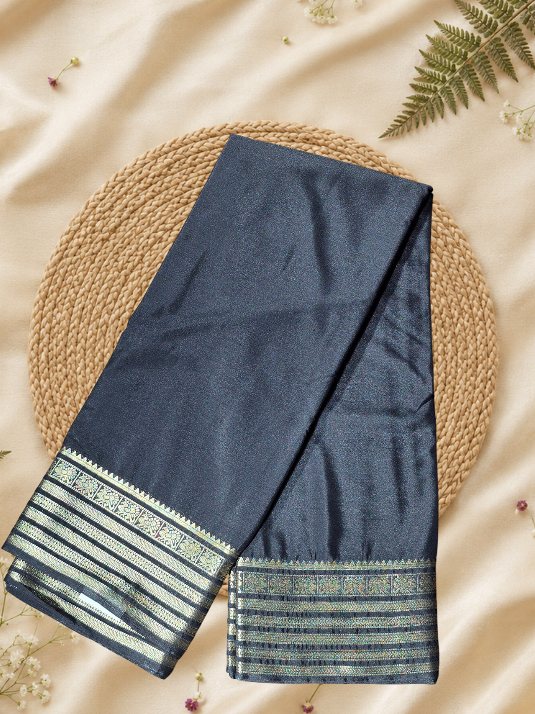 Indeloom's Navy Classic Mysore Semi Silk Saree