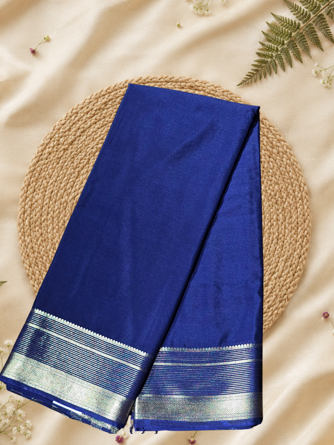 Indeloom's Blue Classic Mysore Semi Silk Saree