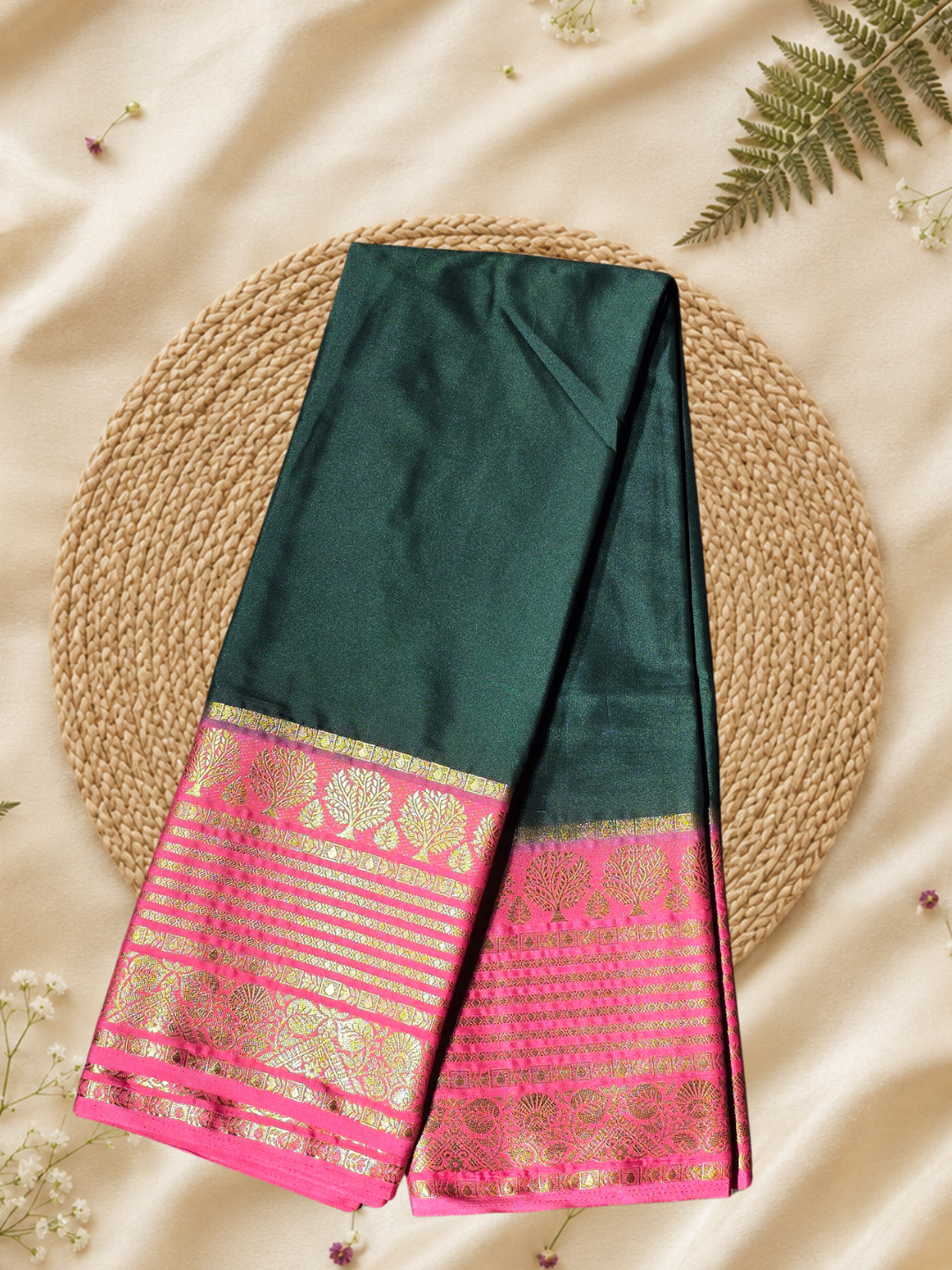 Indeloom's Green Classic Mysore Semi Silk Saree