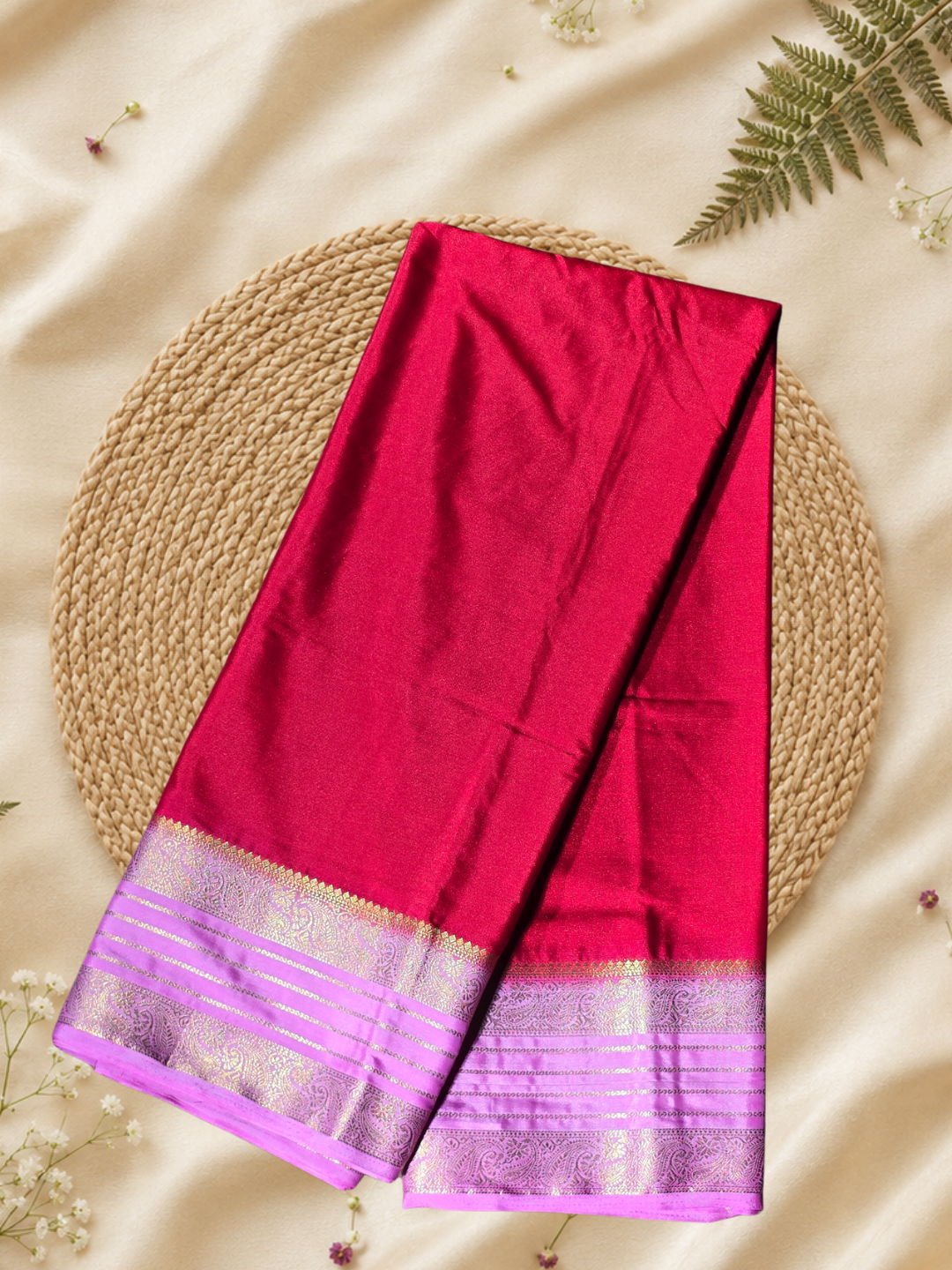 Indeloom's Magenta Classic Mysore Semi Silk Saree