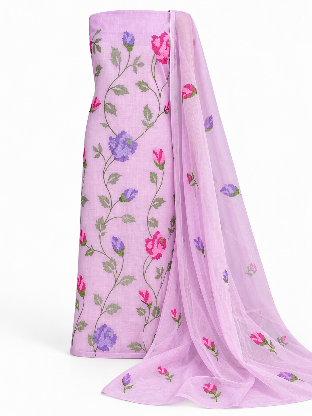 Classic Kota Doria Cotton Unstitched 2-Piece Kurti | Lilac Pink