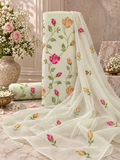 Classic Kota Doria Cotton Unstitched 2-Piece Kurti | Ivory Green