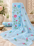 Classic Kota Doria Cotton Unstitched 2-Piece Kurti | Sky Blue