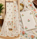 Classic Kota Doria Cotton Unstitched 2-Piece Kurti | Warm Ivory