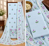 Classic Kota Doria Cotton Unstitched 2-Piece Kurti | Ice Blue