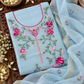 Classic Kota Doria Cotton Unstitched 2-Piece Kurti | Sky Blue