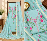Classic Kota Doria Cotton Unstitched 2-Piece Kurti | Blue
