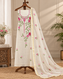Classic Kota Doria Cotton Unstitched 2-Piece Kurti | White