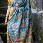 Traditional Handpainted Pen Kalamkari Tussar Silk Saree  |  Peacock Teal