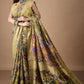 Bumblebee Yellow Floral with Red In Palla On Tussar silk Saree-014