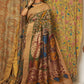Pine Green Floral Chenderi Silk Kalamkari Saree - 027