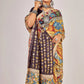 Traditional Handpainted Pen Kalamkari Mulberry Silk Saree  |  Wine Red