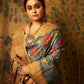 Sky Blue Lotus Floral Tussar Kalamkari Saree-018