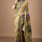Bumblebee Yellow Floral with Red In Palla On Tussar silk Saree-014