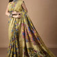 Bumblebee Yellow Floral with Red In Palla On Tussar silk Saree-014