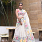 Handwoven Pure Jamdani Muslin Saree  |  Snow White
