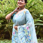 Handwoven Pure Jamdani Muslin Saree  |  Cyan Teal