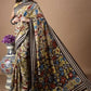 Wine Red Floral Garden In Pure Mulberry Silk Saree-017