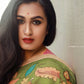 Traditional Handpainted Pen Kalamkari Tussar Silk Saree  |  Pistachio Green