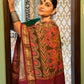 Traditional Handpainted Pen Kalamkari Tussar Silk Saree  |  Terracotta Red