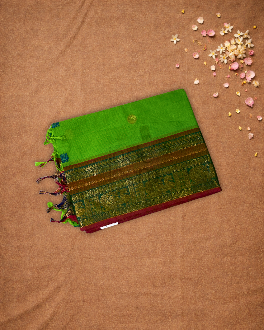 Chettinad Cottton Saree With Green and pink border