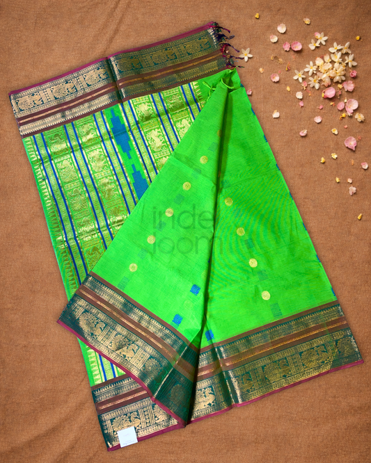 Chettinad Cotton Saree  |  Leaf Green