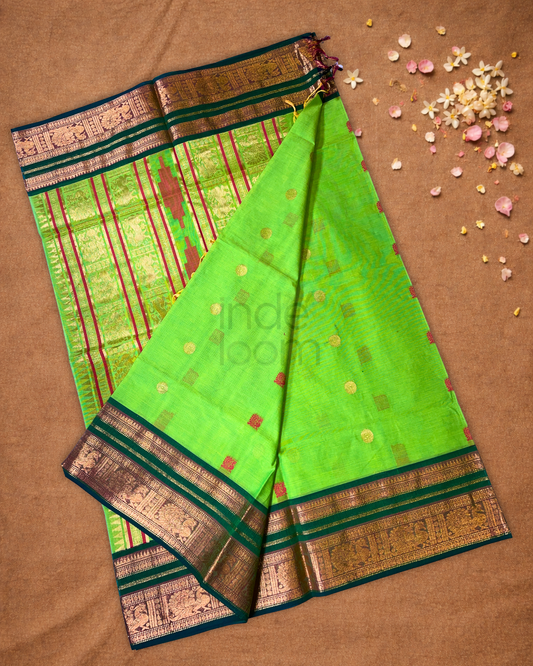 Chettinad Cotton Saree  |  Lime Green