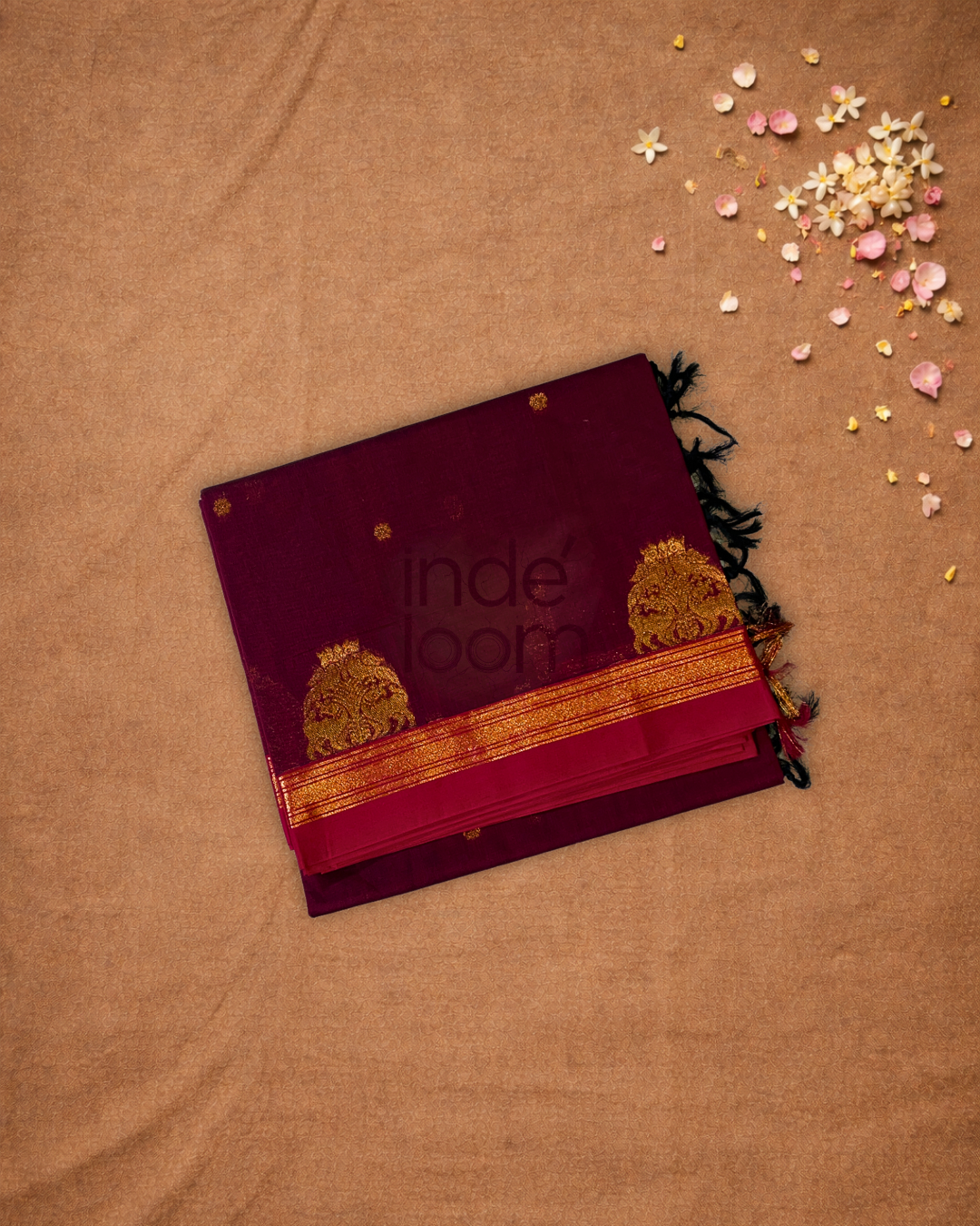 Chettinad Cottton Saree With Maroon with pink border