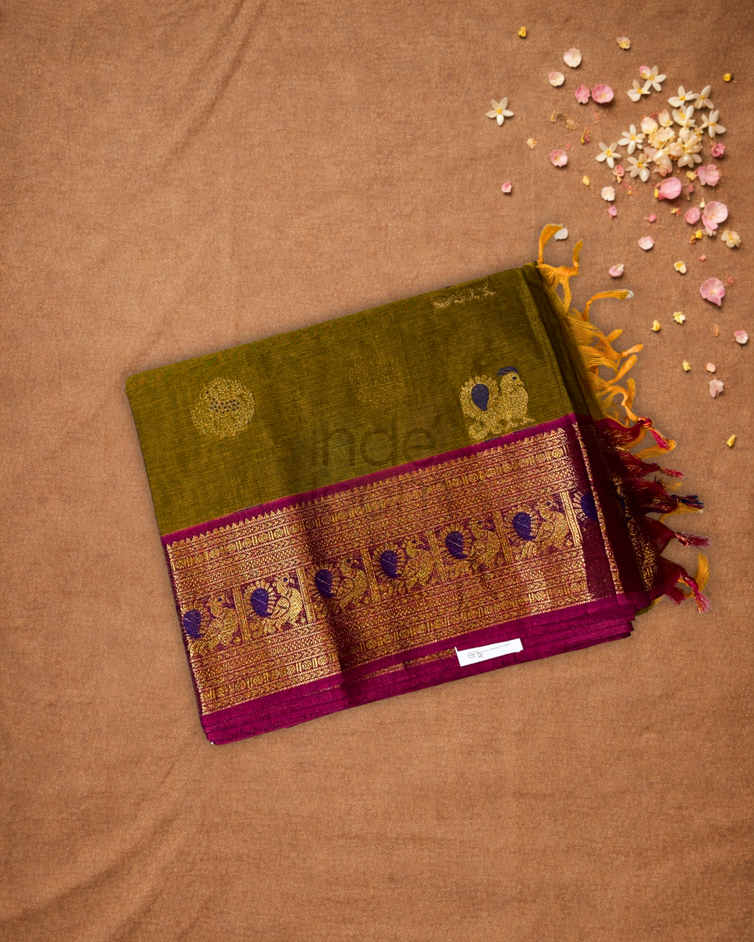 Chettinad Cottton Saree With Olive green