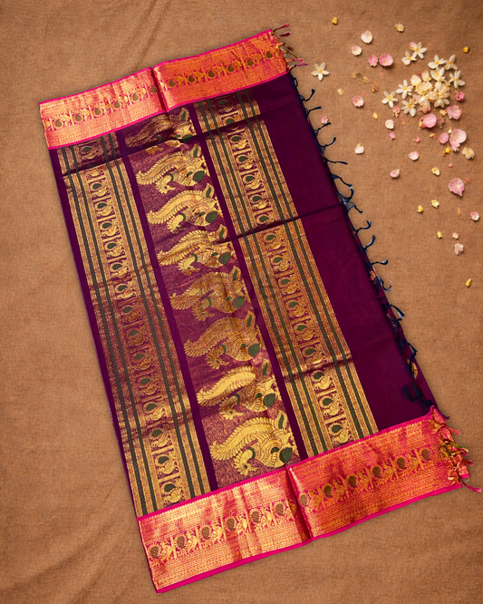 Chettinad Cotton Saree  |  Berry Pink