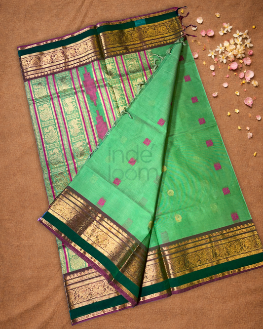 Chettinad Cotton Saree  |  Sea Green