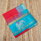 Pure handloom Korvai Silk Cotton Saree in Classic Red With Sky Blue Pallu - 077