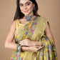 Bumblebee Yellow Floral with Red In Palla On Tussar silk Saree-014