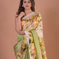 HANDPAINTED MULBERRY HANDLOOM SILK SAREE-022 - indeloom
