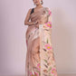 HANDPAINTED MULBERRY HANDLOOM SILK SAREE-038 - indeloom