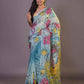 Hand Painted Mulberry Handloom Silk Saree-060 - indeloom